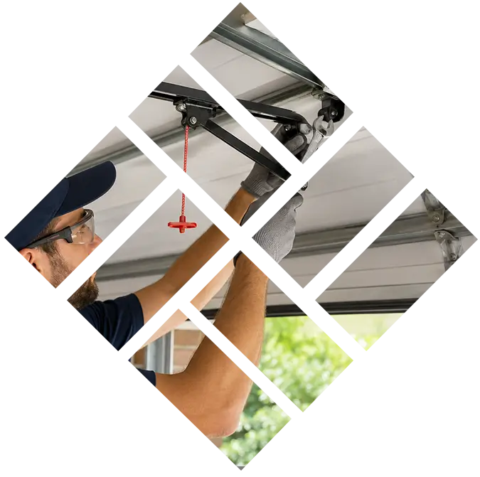 Garage door technician performing an accurate tune-up