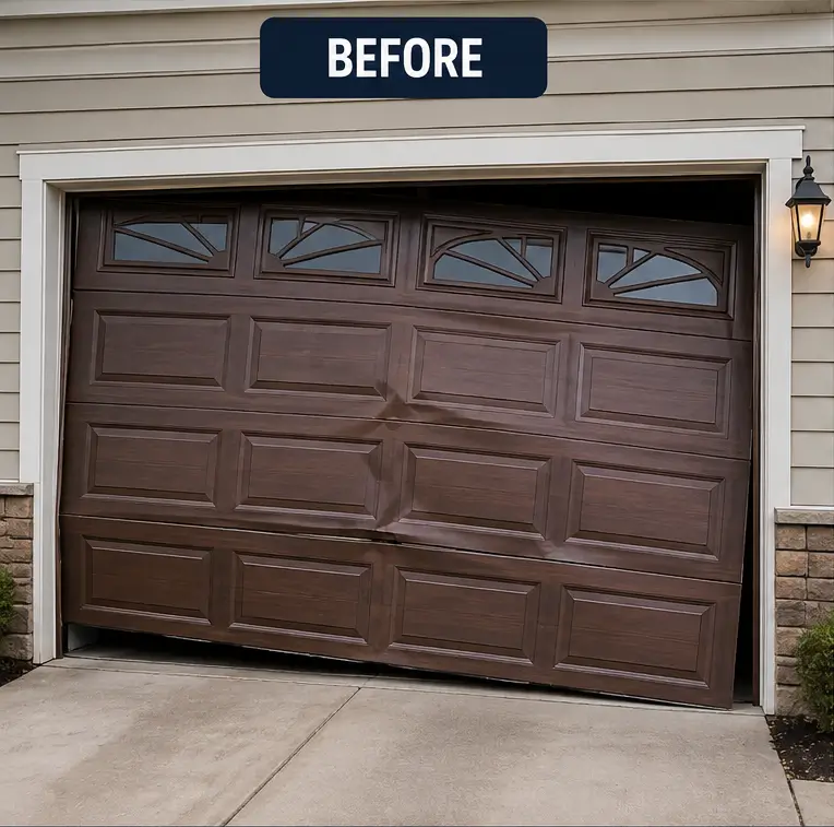garage door before repair