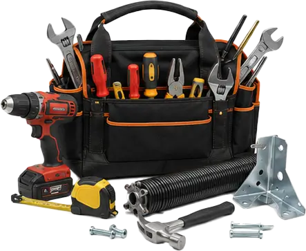 Garage door repair toolbox and tools